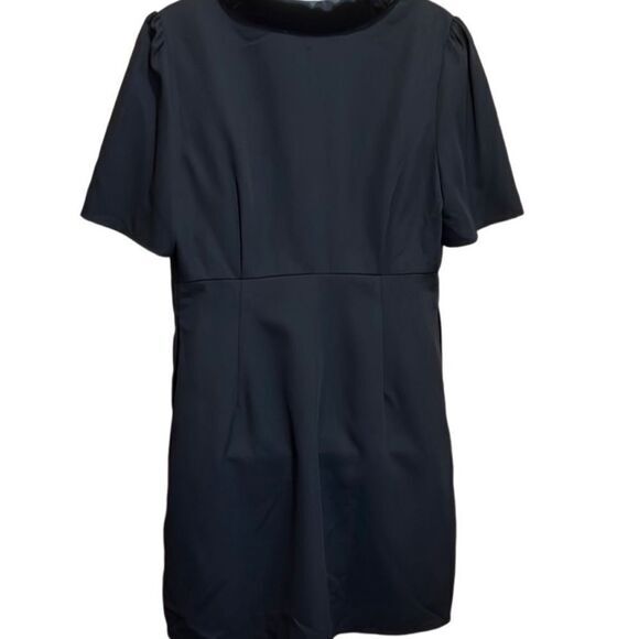 Rihoas The Black Mini Dress Size Large Velvet Lapel‎ Cap Sleeve Button-up NWT - Picture 7 of 8